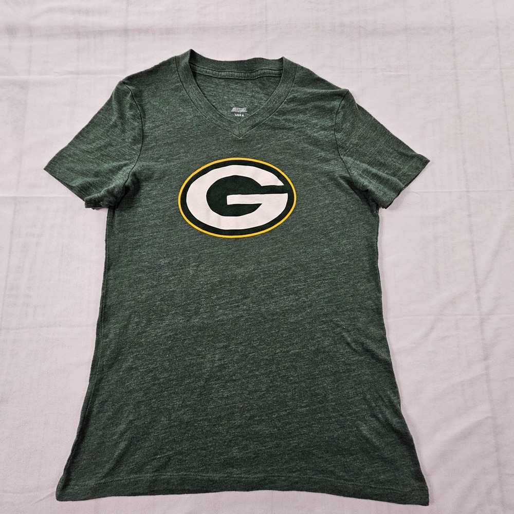 Green Bay Packers Green Short Sleeve Tri-Blend‎ V-Neck T-Shirt Women's L